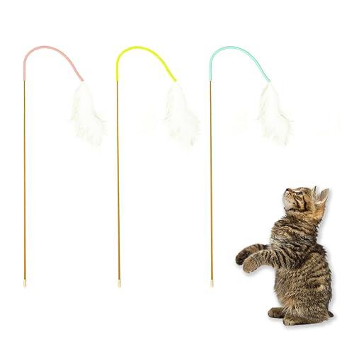 羽根つき猫じゃらしピンク 猫用おもちゃ 超軽量タイプ | 運動不足＆ストレス解消に最適 | 