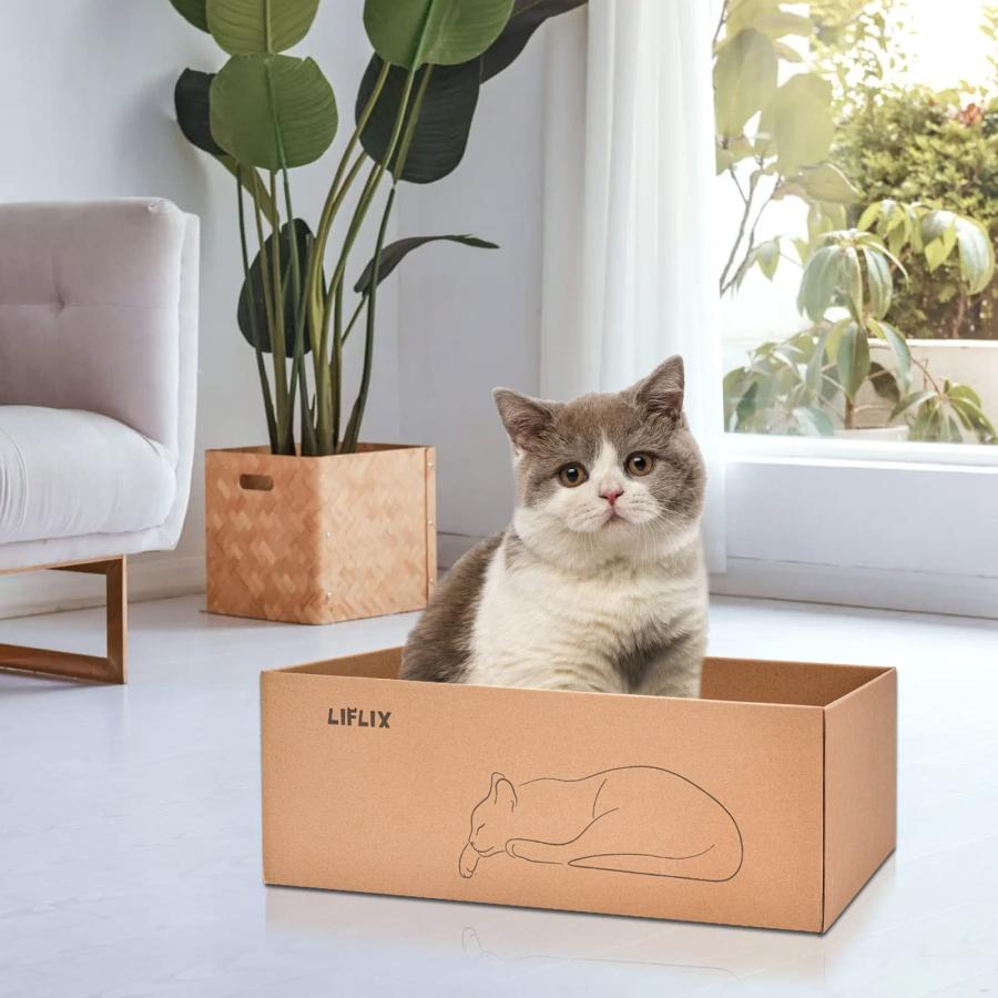 LIFLIX 猫 爪研ぎ 段ボール 箱型 猫 つめとぎ6枚入り 猫ベッド兼用 経済的 掃除楽 43.5×33.5×15.5cm |  | 07