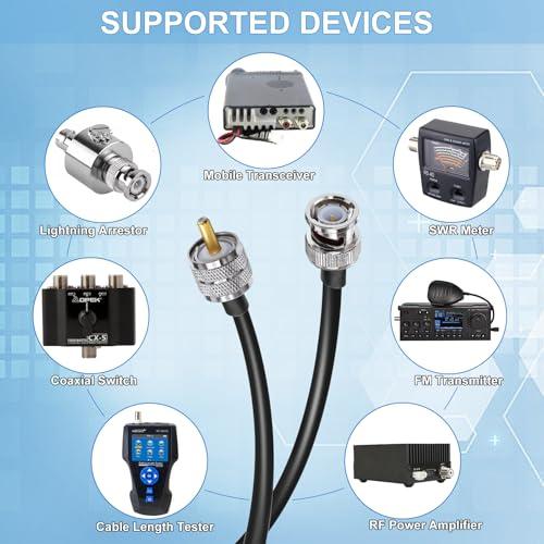 BNC-UHFジャンパーケーブルRG58 TUOLNK BNC オスプラグ-PL259 SO239 オス延長ケーブル3.3ft（1M）低損失CB |  | 01