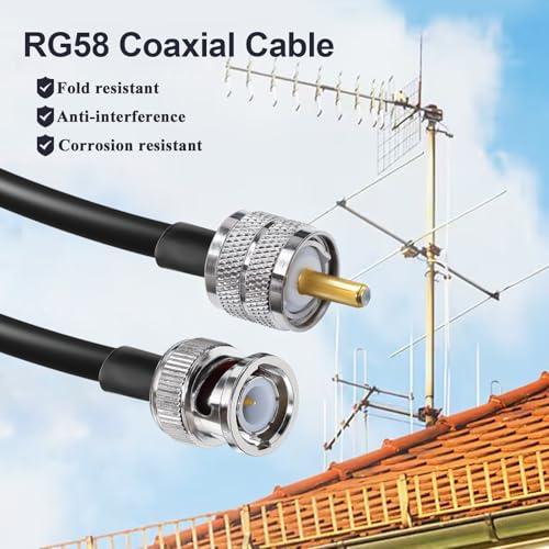 BNC-UHFジャンパーケーブルRG58 TUOLNK BNC オスプラグ-PL259 SO239 オス延長ケーブル3.3ft（1M）低損失CB |  | 02