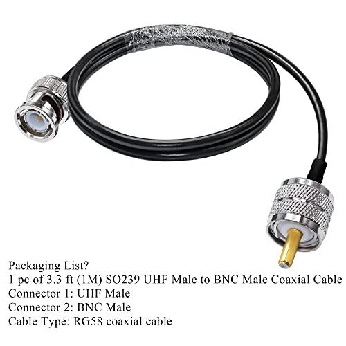 BNC-UHFジャンパーケーブルRG58 TUOLNK BNC オスプラグ-PL259 SO239 オス延長ケーブル3.3ft（1M）低損失CB |  | 05