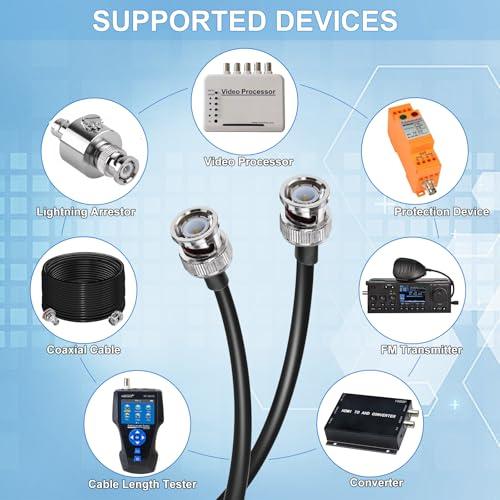 RG58 BNC 同軸ケーブル 2本、 12インチ 30cm 低損失 50オーム BNCジャンパー延長ケーブル BNCオス-オス HD-SDI同 |  | 01