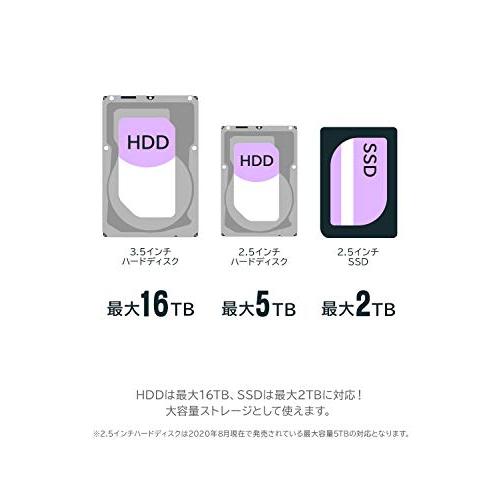 ロジテック Type-C HDD / SSD ケース ハードディスクスタンド 外付け 2.5インチ 3.5インチ 1BAY USB-C USB3 |  | 02