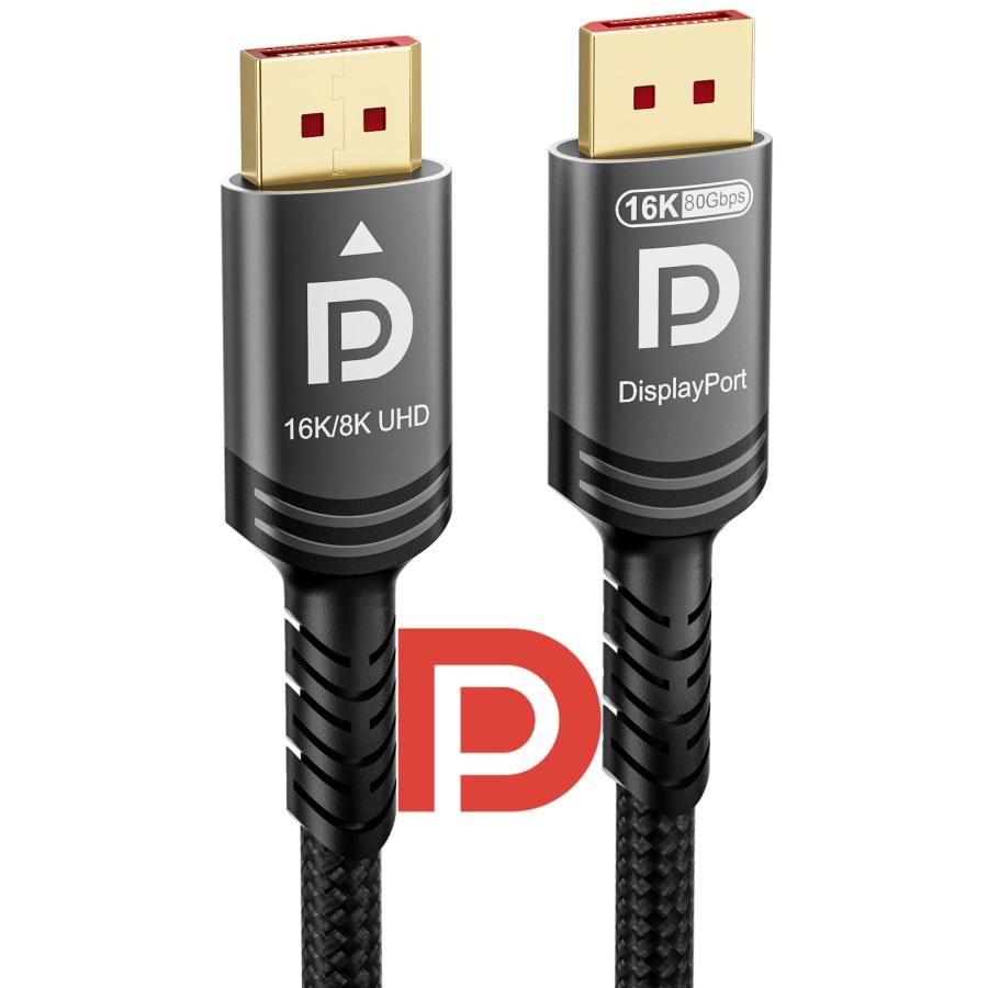 Ubluker 16k 8k DisplayPort 2.1 ケーブル 80Gbps 3メートル、VESA 認定超高ビットレート DP ケーブル | 