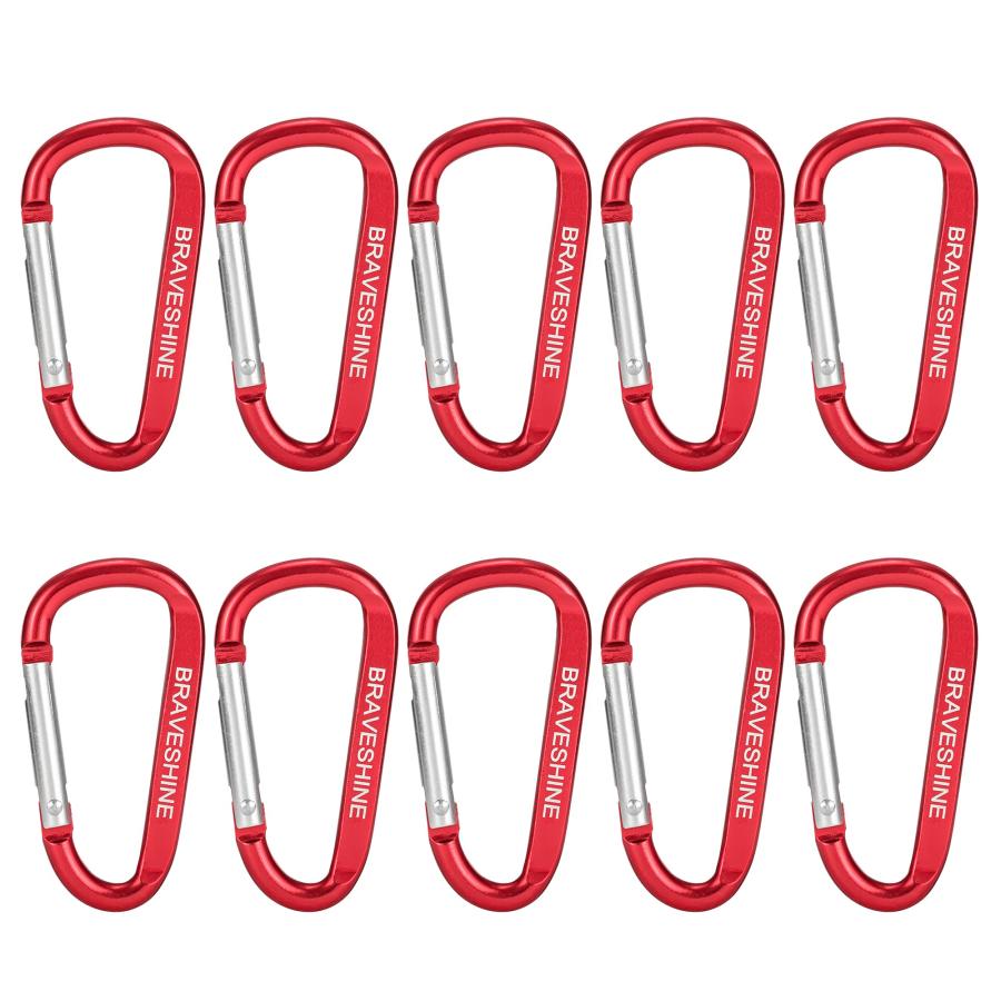 カラビナ dリング BRAVESHINE アルミ合金 軽量 キーホルダー アウトドア活動 ハイキング キャンプ 小物用 多機能カラビナ 58×3 | 