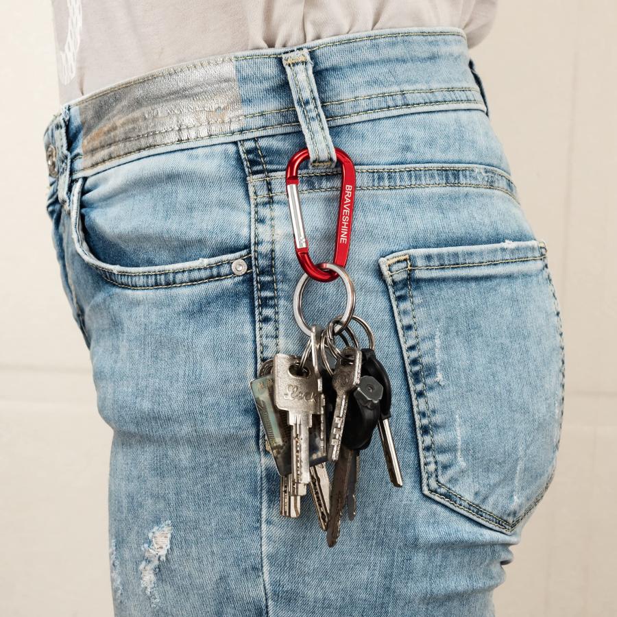 カラビナ dリング BRAVESHINE アルミ合金 軽量 キーホルダー アウトドア活動 ハイキング キャンプ 小物用 多機能カラビナ 58×3 |  | 05