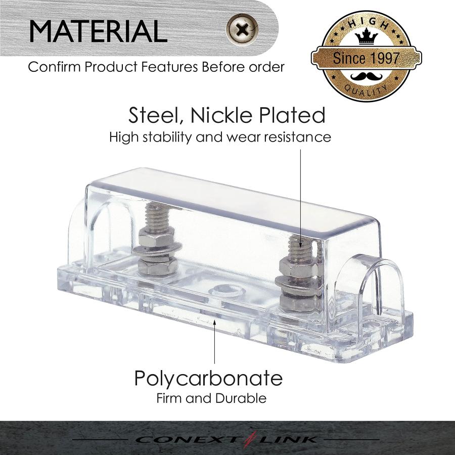 Conxt Link FHA50 ANLインラインヒューズホルダーニッケル1/0 2 4 GA AWGゲージ、ヒューズなし5個 |  | 01