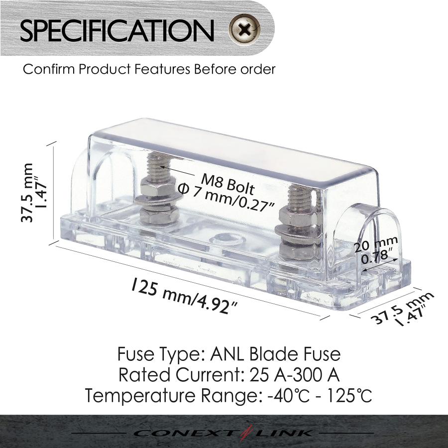 Conxt Link FHA50 ANLインラインヒューズホルダーニッケル1/0 2 4 GA AWGゲージ、ヒューズなし5個 |  | 02
