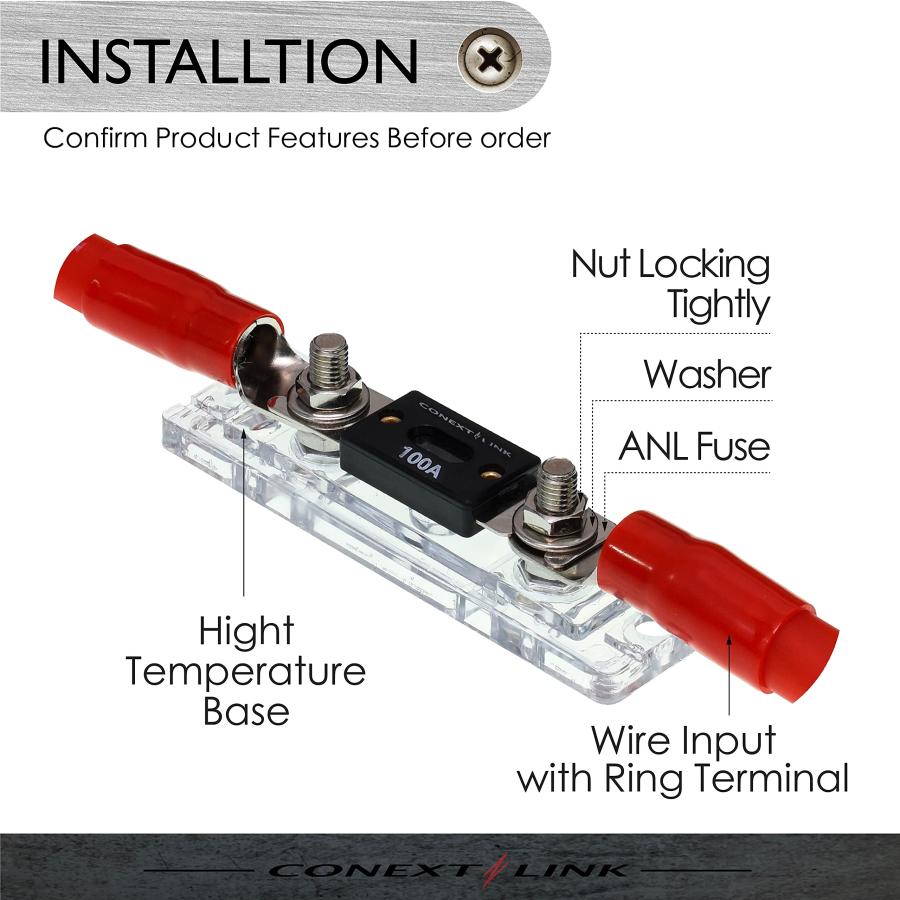 Conxt Link FHA50 ANLインラインヒューズホルダーニッケル1/0 2 4 GA AWGゲージ、ヒューズなし5個 |  | 03