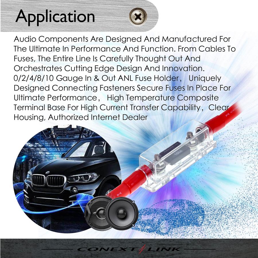 Conxt Link FHA50 ANLインラインヒューズホルダーニッケル1/0 2 4 GA AWGゲージ、ヒューズなし5個 |  | 04