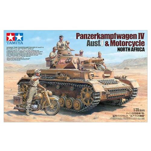 タミヤ 1/35 スケール ドイツ IV号戦車F型・伝令バイクセット 北アフリカ戦線 プラモデル 25208 |  | 01