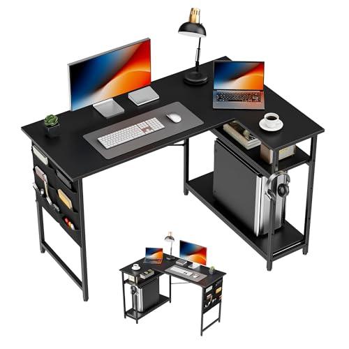 Alebert デスク 机 L字デスク パソコンデスク 幅107cm 机 pcデスク 勉強机 テーブル 作業机 ゲーミングデスク ラック付き l | 