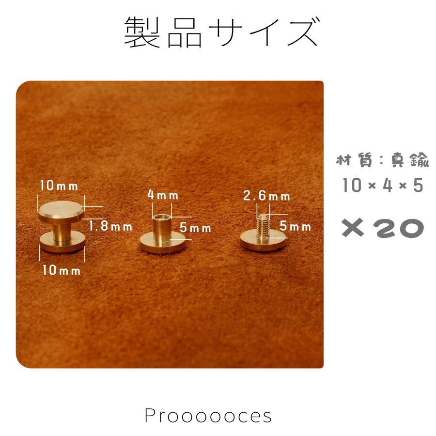 シカゴスクリュー 20個入り 10×4×5mm 真鍮組ネジ コンチョ バッグ ベルト 底びょう リベット スタッズ パーツ 鋲 リベット スタッ |  | 01