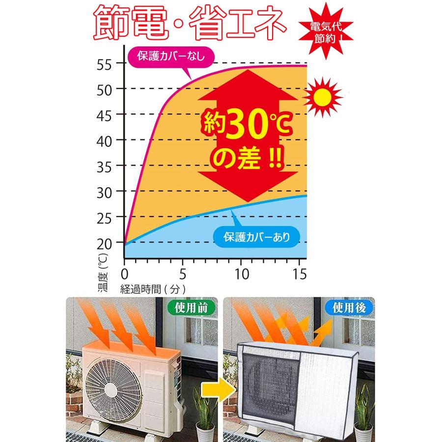 TONGMO エアコン室外機カバー 日・雨・雪・風 室外機保護カバー 四季通用 アルミ箔素材 日除け 防水 防塵 取り外し不要 節電 省エネ 劣 |  | 04