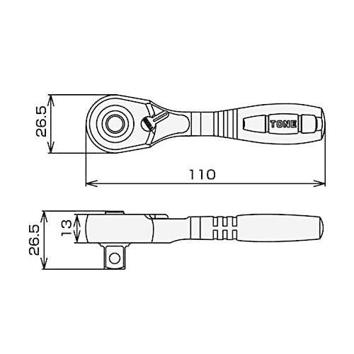 トネTONE ショートラチェットハンドルホールドタイプ RH3HS 差込角9.5mm3/8 |  | 04