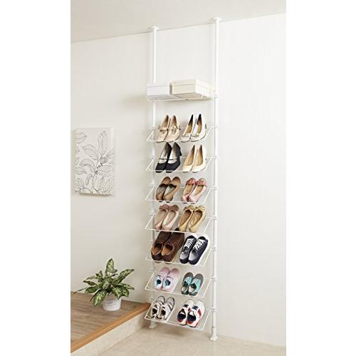 HEIAN SHINDO 突っ張りシューズラック 16足対応 ワイヤー1本棚タイプ ホワイト 幅55cm高さ190~264cm TSR-55 平 |  | 01