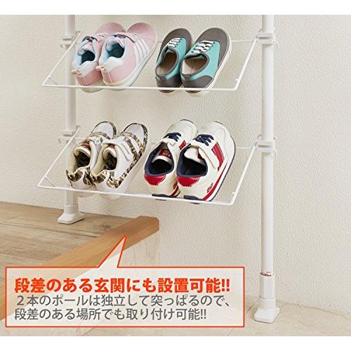 HEIAN SHINDO 突っ張りシューズラック 16足対応 ワイヤー1本棚タイプ ホワイト 幅55cm高さ190~264cm TSR-55 平 |  | 04