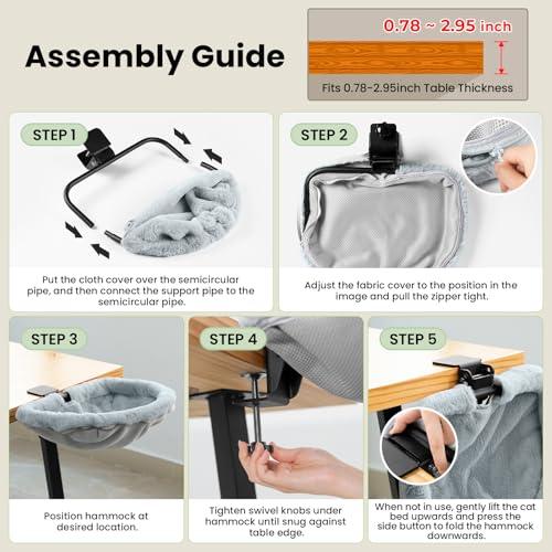 JUNSPOW 猫用デスクベッド ワンタッチ折りたたみ ラビットファー柔らかい 耐荷重18kg 省スペース半円形 多機種机対応 |  | 07