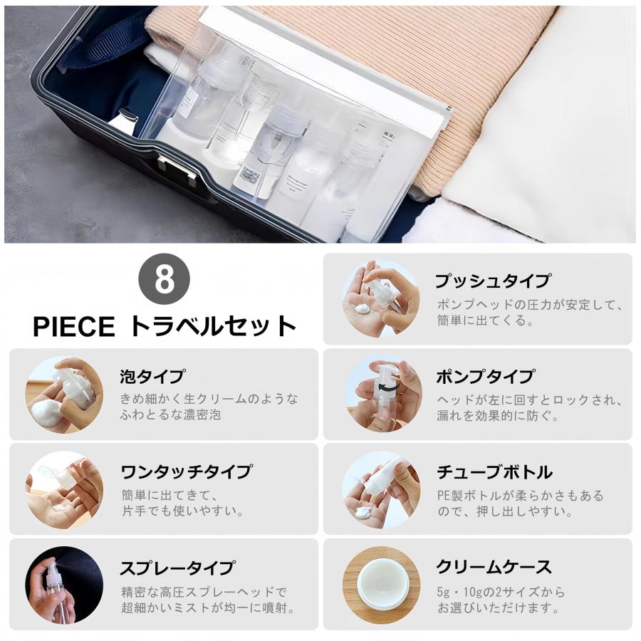 トラベルボトル トラベルセット 8個 小分けボトル 詰め替え容器 旅行用セット トラベルアクセサリー シリコントラベルボトル ポンプボトル スプ |  | 03