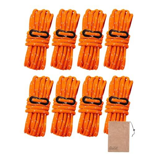 DaLaCa パラコード テントロープ タープロープ ガイロープ 反射材入り 太さ 4ｍｍ / 5ｍｍ 長さ 4ｍ 6本 / 8本 / 10本 | 