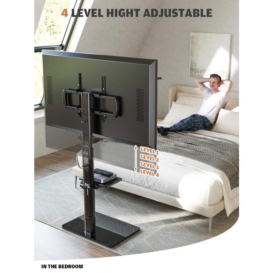 ユニバーサルフロアテレビスタンド マウント付き 80度回転 高さ調節可能 省スペース設計 ほとんどの27~65インチのLCD LED OLED |  | 04