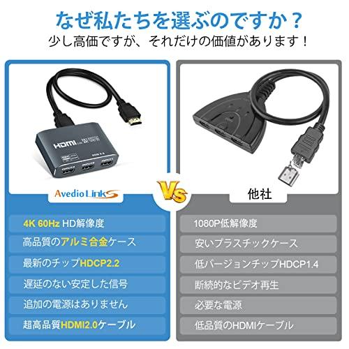 HDMI 切替器 4K 60Hz アルミニウム合金製 avedio links HDMI セレクター3入力1出力HDMI スイッチャー3ポートH |  | 01