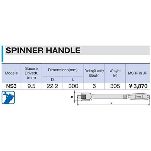 トネTONE スピンナハンドル NS3 差込角9.5mm3/8 |  | 01