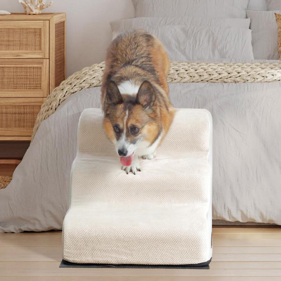 犬用ステップ 3段 ドッグステップ 犬用スロープ 犬用踏み台 犬用階段 小型犬 室内犬 高齢犬 滑り止めマット付き カバー取り外し 洗える 手持 |  | 06