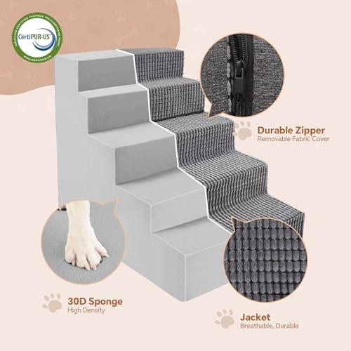 Sytopia 犬 階段 ステップ ペット階段 ドッグステップ 猫 階段 滑り止め付き 安定性 カバー取り外し可能 洗える 小型犬適用 5段グレ |  | 02