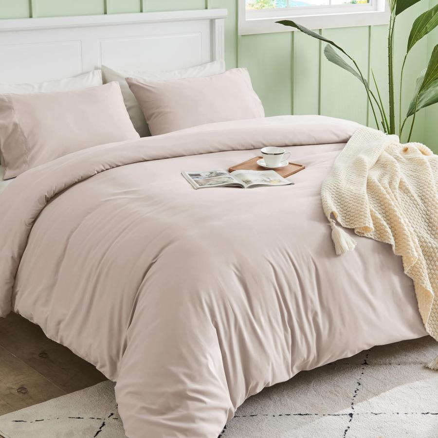 HEVUMYI 掛け布団カバー シングル オールシーズン 吸水速乾 布団カバー ダブルファスナー 8箇所紐付き 掛ふとんカバー 丸洗いOK ピー | 