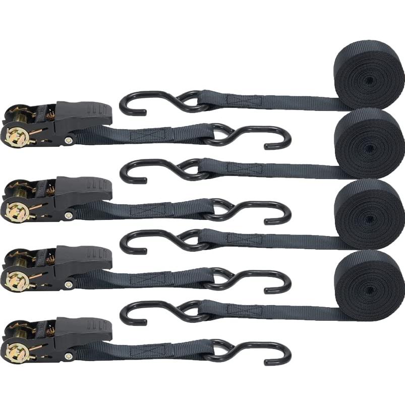 FFOGG ラチェットベルト タイダウンベルト 2m 幅2.5cm 4本セット 荷締めベルト 破断荷重800kg/本 最大使用荷重225kg ラ | 