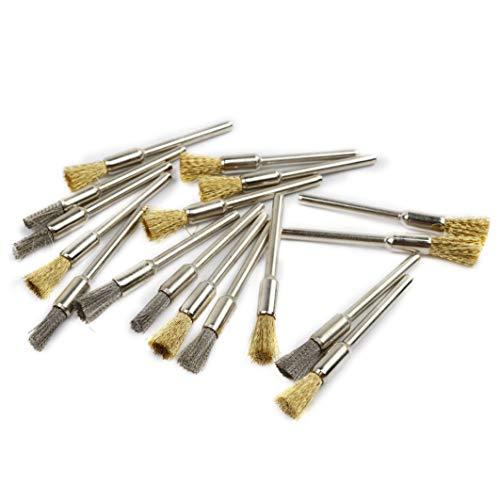 AmoYoung リューター ブラシ 2種類真鍮ワイヤーブラシ＆ 鋼ブラシ 2.35mm軸 22個入り 筆型 研磨ブラシ 研削ブラシ リューター |  | 01