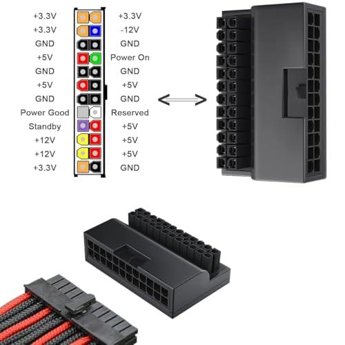 【互換品】 DAOKAI ATX 24ピンオス-メスアダプタ 90度チェンジャー+ATX 8Pオス-メス変換アダプタ、メインボードマザーボードヘッダ電 |  | 05