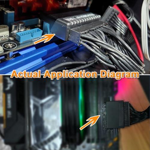 【互換品】 DAOKAI ATX 24ピンオス-メスアダプタ 90度チェンジャー+ATX 8Pオス-メス変換アダプタ、メインボードマザーボードヘッダ電 |  | 06