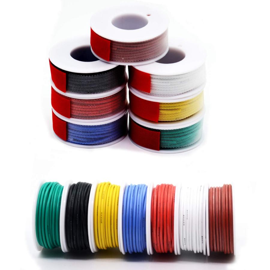 22AWG 7 Color set 電線ケーブル 0.3mm2ソリッドワイヤキット 7色セット 8?/色 錫メッキ銅 DIY用 柔軟 ワイヤーケ |  | 01