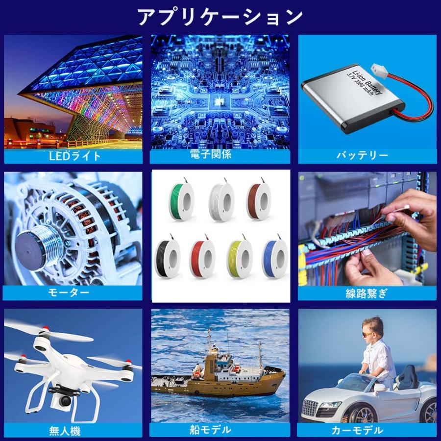 22AWG 7 Color set 電線ケーブル 0.3mm2ソリッドワイヤキット 7色セット 8?/色 錫メッキ銅 DIY用 柔軟 ワイヤーケ |  | 05