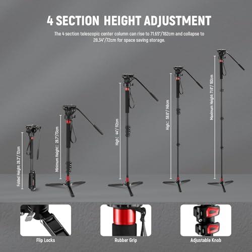 NEEWER 71.6プロカメラ一脚 フィート付き 炭素繊維伸縮式ビデオ一脚 QRプレート付き DJI RSジンバルマンフロットに対応 取り外し |  | 04