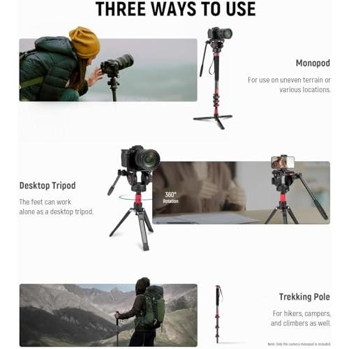 NEEWER 71.6プロカメラ一脚 フィート付き 炭素繊維伸縮式ビデオ一脚 QRプレート付き DJI RSジンバルマンフロットに対応 取り外し |  | 08