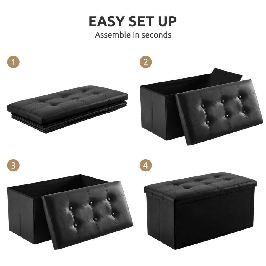 YOUDENOVA スツール収納 折りたたみ 二人掛け オットマン収納 ストレージチェア フットレスト 踏み台 リビング/玄関/寝室適用 PUレ |  | 02