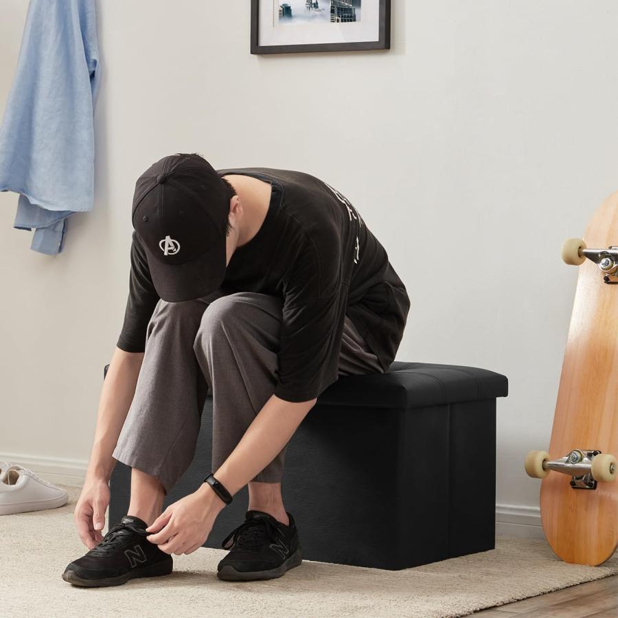 YOUDENOVA スツール収納 折りたたみ 二人掛け オットマン収納 ストレージチェア フットレスト 踏み台 リビング/玄関/寝室適用 PUレ |  | 05