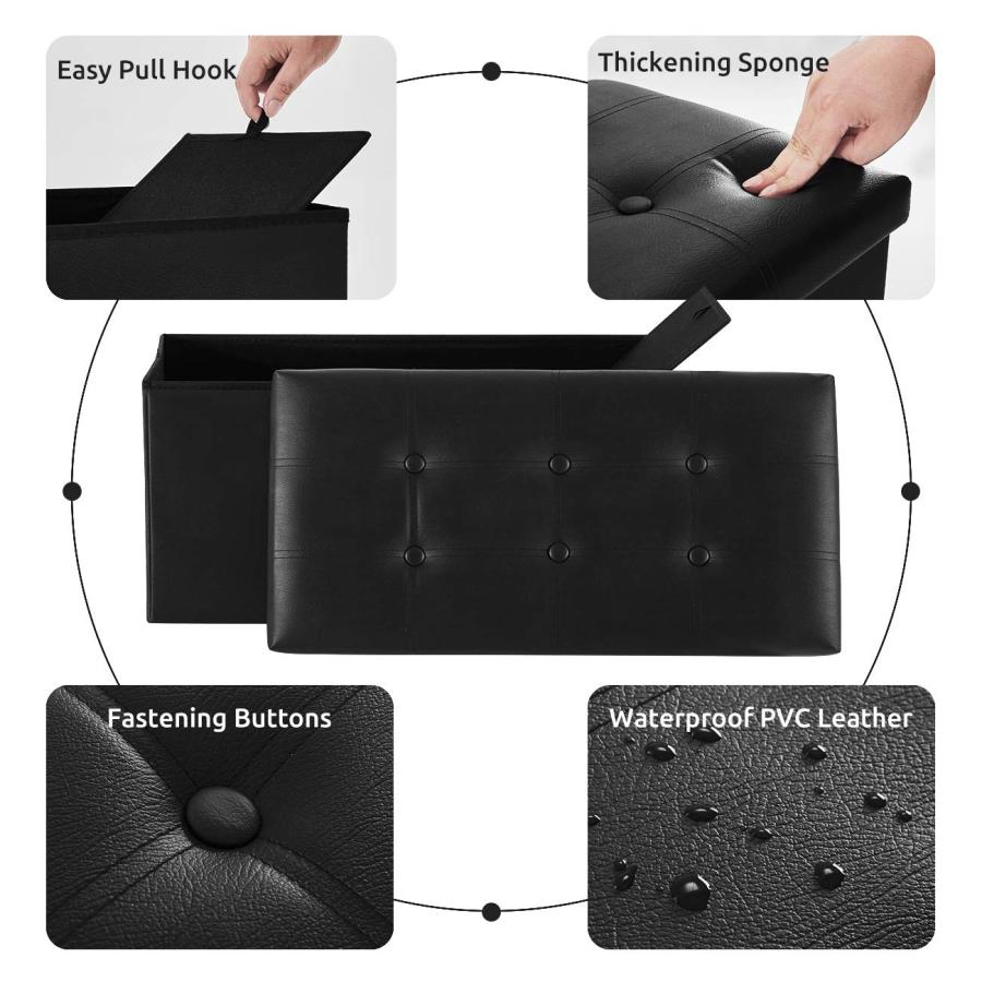 YOUDENOVA スツール収納 折りたたみ 二人掛け オットマン収納 ストレージチェア フットレスト 踏み台 リビング/玄関/寝室適用 PUレ |  | 06