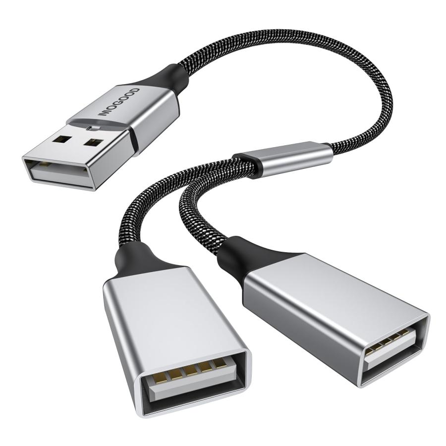 MOGOOD USB分岐器 USB分岐器1進2出アダプタ 充電/データ伝送のためのダブルUSB 2.0電源ケーブル 拡張ダブルUSBポート 拡張 の商品画像