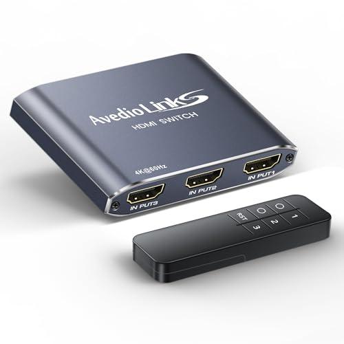 HDMI 切替器 4K 60Hz アルミニウム合金製 avedio linksリモコン付き セレクター3入力1出力 スイッチャー 3ポート自動切 | 