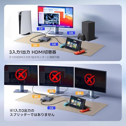HDMI 切替器 4K 60Hz アルミニウム合金製 avedio linksリモコン付き セレクター3入力1出力 スイッチャー 3ポート自動切 |  | 02