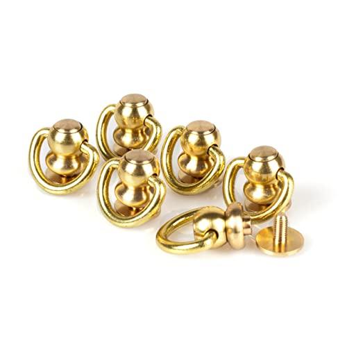 リベット スタッド ジョイント金具 真鍮 6個入り ネジ入り 回転式 止め金具 バッグ ハンドル ドロップハンドル 財布 レザークラフト 材料 | 