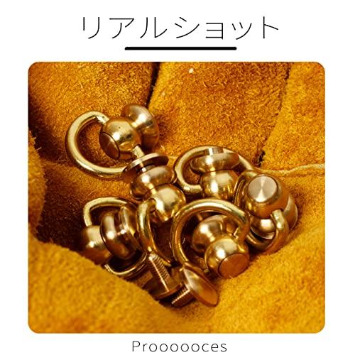 リベット スタッド ジョイント金具 真鍮 6個入り ネジ入り 回転式 止め金具 バッグ ハンドル ドロップハンドル 財布 レザークラフト 材料 |  | 02