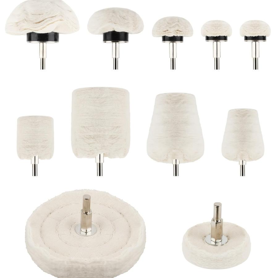 ポリッシャー バフ 11点セット ドリル用バフホイールセット ドリル 六角軸研磨布バフ ホワイト 研磨バフ 研磨ホイール研削ヘッド アルミホイー | 