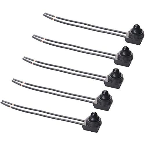 Kiligen 5個 0~250V/3 Amp 防水プッシュボタンスイッチ オン/オフスイッチライトワイヤー プッシュボタンにとってオートバイ/ | 