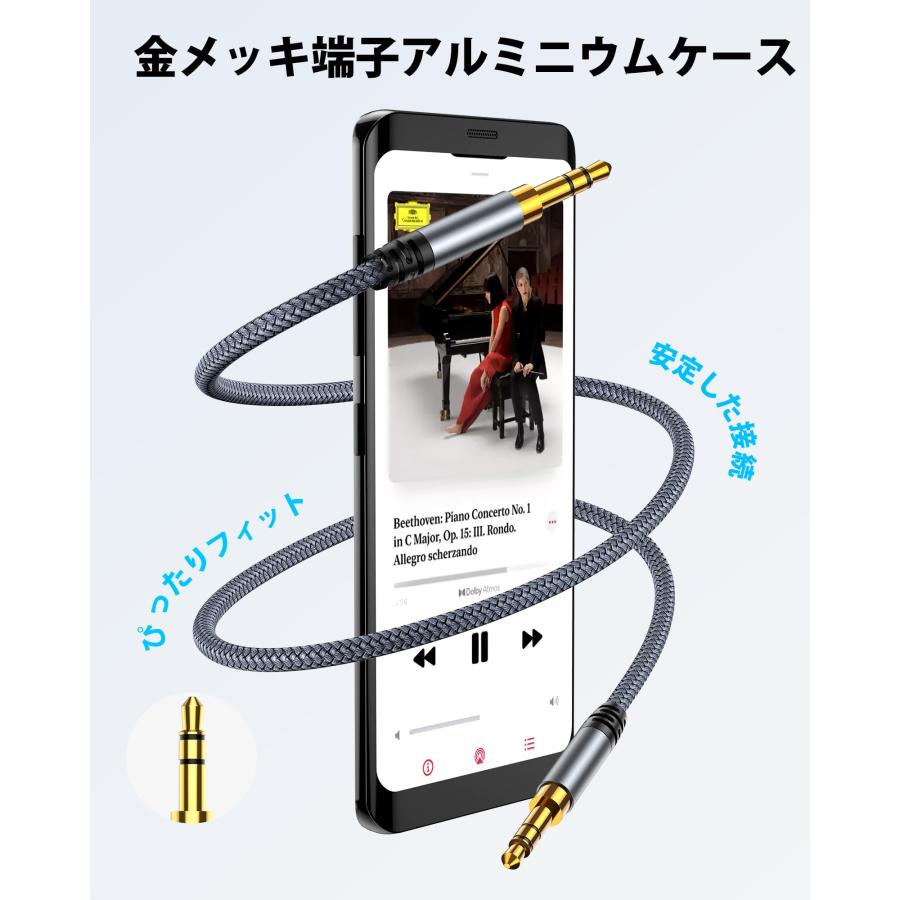 Highwings オーディオケーブル aux ケーブル 3.5mm オーディオケーブル 1.2m ヘッドホンケーブル オス-オス ステレオミニ |  | 01