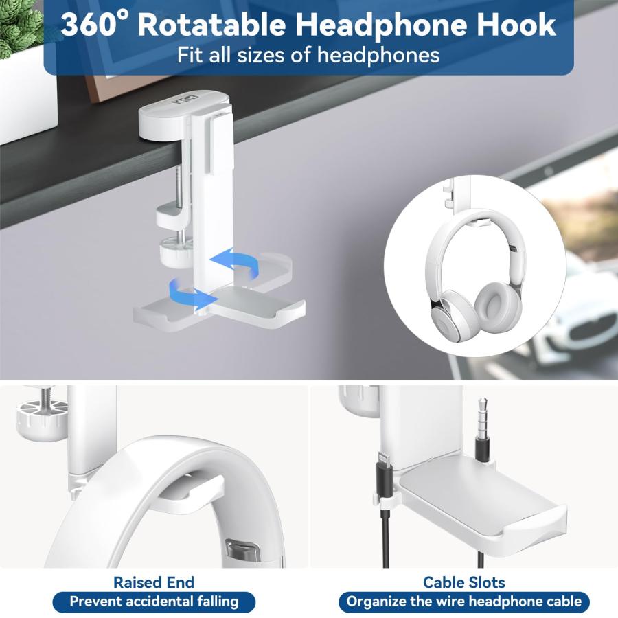 KDD 5 in 1デスクオーガナイザー?回転式ヘッドホンスタンド?取り外し可能なコントローラーホルダー?ペン立てとカップホルダー付き?卓上収納 |  | 02
